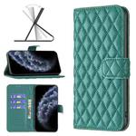 For iPhone 11 Pro Diamond Lattice Wallet Leather Flip Phone Case(Green)