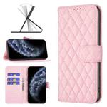 For iPhone 11 Pro Diamond Lattice Wallet Leather Flip Phone Case(Pink)