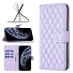 For iPhone 11 Pro Diamond Lattice Wallet Leather Flip Phone Case(Purple)
