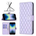 For iPhone SE 2022 / SE 2020 / 8 / 7 Diamond Lattice Wallet Leather Flip Phone Case(Purple)