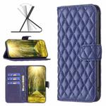 For iPhone X / XS Diamond Lattice Wallet Leather Flip Phone Case(Blue)