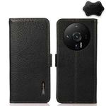 For Xiaomi 12S Ultra KHAZNEH Side-Magnetic Litchi Genuine Leather RFID Phone Case(Black)