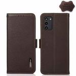 For Motorola Moto G100 KHAZNEH Side-Magnetic Litchi Genuine Leather RFID Phone Case(Brown)