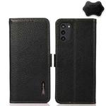 For Motorola Moto G100 KHAZNEH Side-Magnetic Litchi Genuine Leather RFID Phone Case(Black)