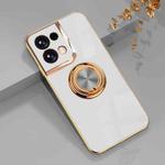 For OPPO Reno8 Pro Electroplated Silicone Phone Case with Ring(White)