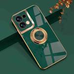 For OPPO Reno8 Pro Plus Electroplated Silicone Phone Case with Ring(Dark Green)