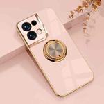 For OPPO Reno8 Pro Plus Electroplated Silicone Phone Case with Ring(Light Pink)