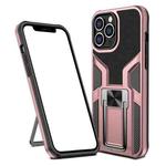 Armor 2 in 1 PC + TPU Magnetic Shockproof Case with Foldable Holder For iPhone 14 Pro Max(Rose Gold)