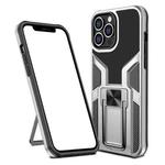 Armor 2 in 1 PC + TPU Magnetic Shockproof Case with Foldable Holder For iPhone 14 Pro(Silver)