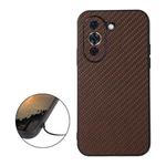 For Huawei nova 10 Pro Accurate Hole Carbon Fiber Texture Shockproof Phone Case(Brown)