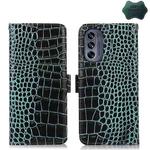For Motorola Moto G62 5G Crocodile Top Layer Cowhide Leather Phone Case(Green)