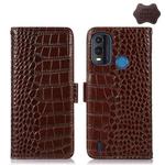 For Nokia G11 Plus Crocodile Top Layer Cowhide Leather Phone Case(Brown)