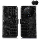 For Xiaomi 12S Ultra Crocodile Top Layer Cowhide Leather Phone Case(Black)