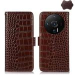 For Xiaomi 12S Ultra Crocodile Top Layer Cowhide Leather Phone Case(Brown)