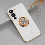 For vivo S15 Electroplated Silicone Phone Case with Ring(White)
