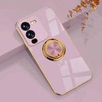 For vivo S15 Electroplated Silicone Phone Case with Ring(Light Purple)