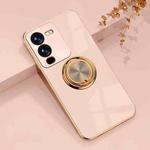 For vivo S15 Pro Electroplated Silicone Phone Case with Ring(Light Pink)