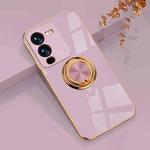 For vivo S15 Pro Electroplated Silicone Phone Case with Ring(Light Purple)