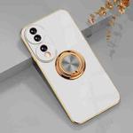 For Honor 70 Electroplated Silicone Phone Case with Ring(White)