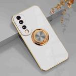 For Honor 70 Pro Electroplated Silicone Phone Case with Ring(White)