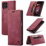 For Samsung Galaxy M33 AutSpace A01 Retro Skin-feel Crazy Horse RFID Leather Phone Case(Wine Red)