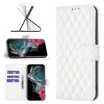 For Samsung Galaxy S22 Ultra 5G Diamond Lattice Wallet Leather Flip Phone Case(White)