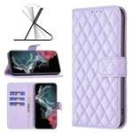 For Samsung Galaxy S22 Ultra 5G Diamond Lattice Wallet Leather Flip Phone Case(Purple)