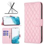 For Samsung Galaxy S22 Plus 5G Diamond Lattice Wallet Leather Flip Phone Case(Pink)