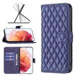 For Samsung Galaxy S21 5G Diamond Lattice Wallet Leather Flip Phone Case(Blue)