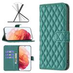 For Samsung Galaxy S21 5G Diamond Lattice Wallet Leather Flip Phone Case(Green)
