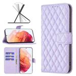 For Samsung Galaxy S21 5G Diamond Lattice Wallet Leather Flip Phone Case(Purple)