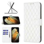For Samsung Galaxy S21 Ultra 5G Diamond Lattice Wallet Leather Flip Phone Case(White)