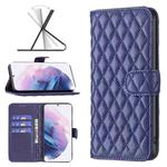 For Samsung Galaxy S21 Plus 5G Diamond Lattice Wallet Leather Flip Phone Case(Blue)