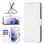 For Samsung Galaxy S21 Plus 5G Diamond Lattice Wallet Leather Flip Phone Case(White)
