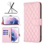 For Samsung Galaxy S21 Plus 5G Diamond Lattice Wallet Leather Flip Phone Case(Pink)