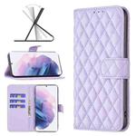 For Samsung Galaxy S21 Plus 5G Diamond Lattice Wallet Leather Flip Phone Case(Purple)