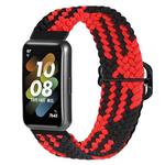 For Huawei Band 7 Nylon Braided Buckle Watch Band(Red Black)