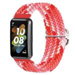 For Huawei Band 7 Nylon Braided Buckle Watch Band(Colorful Red)