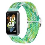 For Huawei Band 7 Nylon Braided Buckle Watch Band(Colorful Green)