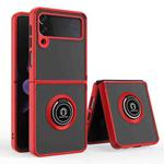 For Samsung Galaxy Z Flip4 Q Shadow I Ring Kickstand PC and TPU Hybrid Phone Case(Red)