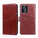 For ZTE Blabe V30 Geometric Stitching Horizontal Flip Leather Phone Case(Dark Brown)