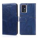 For ZTE Axon 30 Pro Geometric Stitching Horizontal Flip Leather Phone Case(Blue)