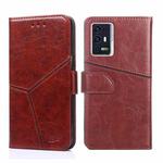 For ZTE Axon 30 Pro Geometric Stitching Horizontal Flip Leather Phone Case(Dark Brown)