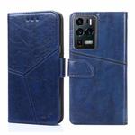 For ZTE Axon 30 Ultra Geometric Stitching Horizontal Flip Leather Phone Case(Blue)