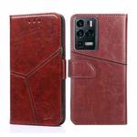 For ZTE Axon 30 Ultra Geometric Stitching Horizontal Flip Leather Phone Case(Dark Brown)