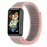 For Huawei Band 7 Nylon Loop Buckle Watch Band(Pink Sand)