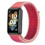 For Huawei Band 7 Nylon Loop Buckle Watch Band(Pomegranate Red)