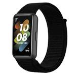 For Huawei Band 7 Nylon Loop Buckle Watch Band(Dark Black)