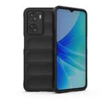 For OPPO A57 4G Global Magic Shield TPU + Flannel Phone Case(Black)