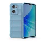 For OPPO A57 4G Global Magic Shield TPU + Flannel Phone Case(Light Blue)